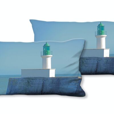 Decorative photo cushion set (2 pieces), motif: The lighthouse 2 - size: 80 x 40 cm - premium cushion cover, decorative cushion, decorative cushion, photo cushion, cushion cover
