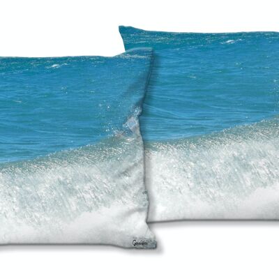 Set di cuscini decorativi con foto (2 pezzi), motivo: il rumore del mare - dimensioni: 40 x 40 cm - fodera per cuscino premium, cuscino decorativo, cuscino decorativo, cuscino fotografico, fodera per cuscino