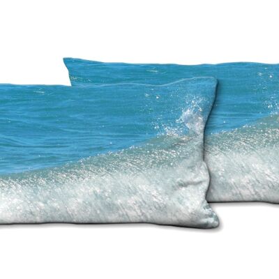 Set di cuscini decorativi con foto (2 pezzi), motivo: il rumore del mare - dimensioni: 80 x 40 cm - fodera per cuscino premium, cuscino decorativo, cuscino decorativo, cuscino fotografico, fodera per cuscino