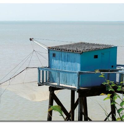 Mural: Hut with a net in front of the sea 2 - landscape format 4:3 - many sizes & materials - exclusive photo art motif as a canvas picture or acrylic glass picture for wall decoration