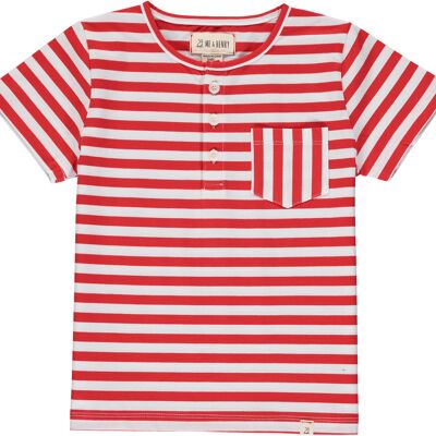 DODGER henley rayé rouge/blanc kids