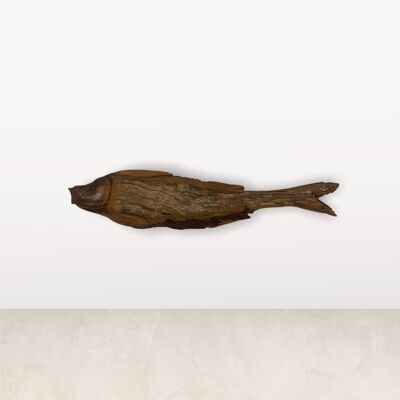 Pesce intagliato a mano in legno galleggiante - (L11.7)