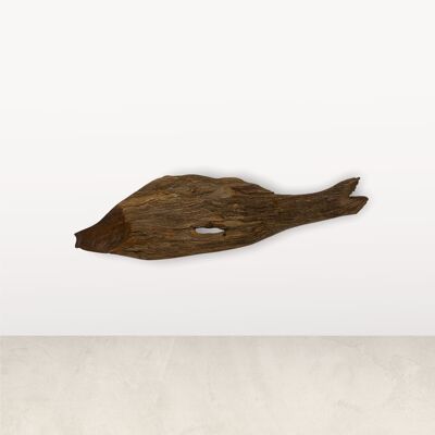 Pesce intagliato a mano in legno galleggiante - (L11.8)