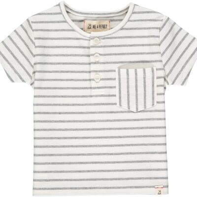 DODGER henley Grey/white ribbed stripe 7-8y