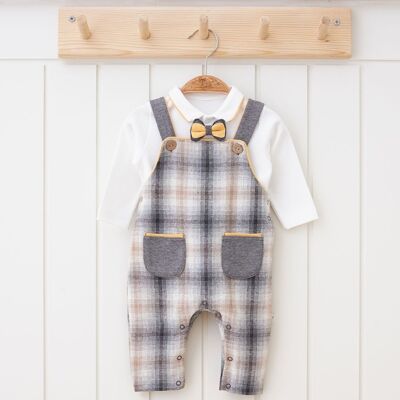 100% Cotton Baby Boy Stylish Salopet with Plaid Fabric