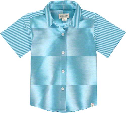 TILLER jersey shirt Aqua/white micro stripe 16y