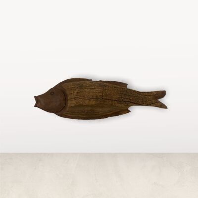 Pescado tallado a mano en madera flotante - (L10.7)
