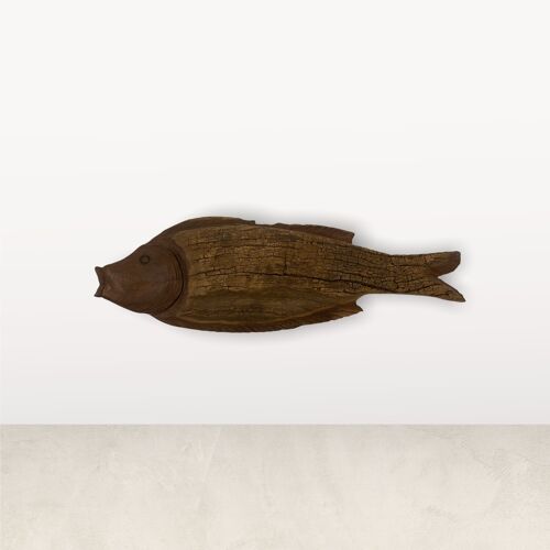 Driftwood Hand Carved Fish - (L10.6)