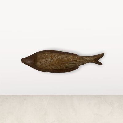 Pesce intagliato a mano in legno galleggiante - (L10.8)