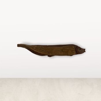 Poisson sculpté à la main en bois flotté - (L11.9) 1