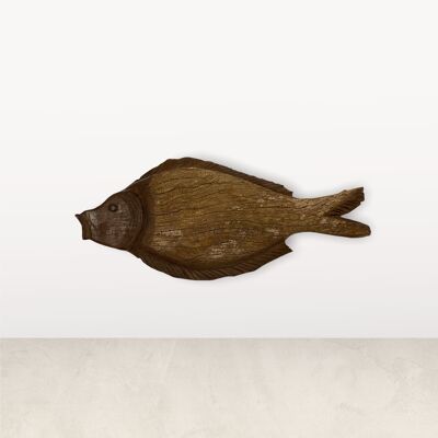 Pesce intagliato a mano in legno galleggiante - (M1.2)
