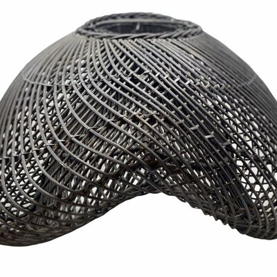 Black Rattan clam shell pendant Large
