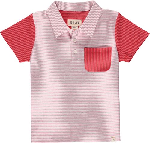 HALYARD polo Red/white micro stripe kids