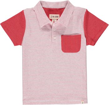 Polo HALYARD rouge/blanc micro rayures kids