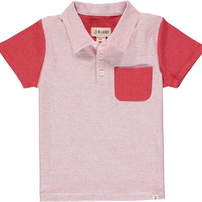 HALYARD polo Red/white micro stripe teens