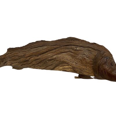 Poisson sculpté à la main en bois flotté - (1301)
