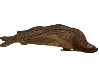 Poisson sculpté à la main en bois flotté - (1301) 1