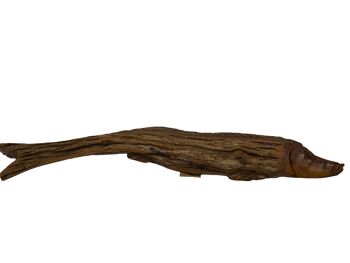 Poisson sculpté à la main en bois flotté - (1302) 1