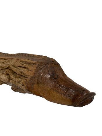 Poisson sculpté à la main en bois flotté - (1302) 3