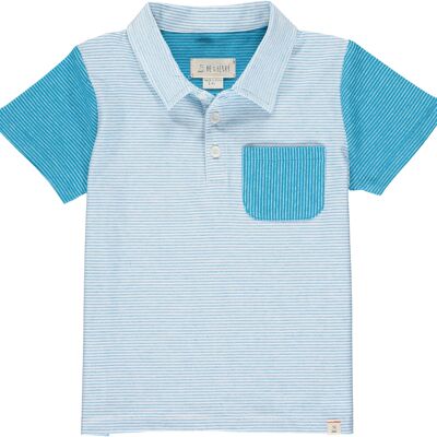 Polo HALYARD micro riga blu/bianca kids