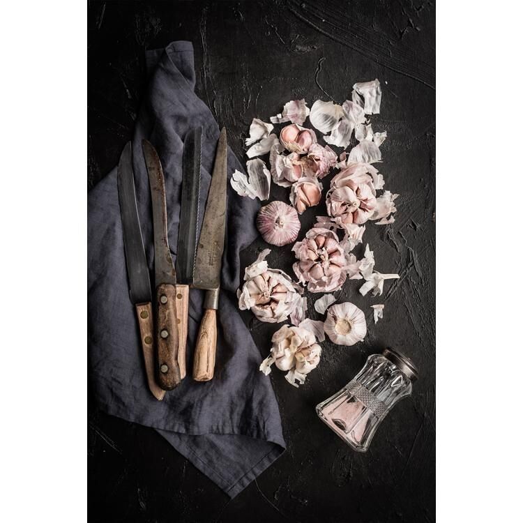 Paño de cocina - Ajo y cuchillos