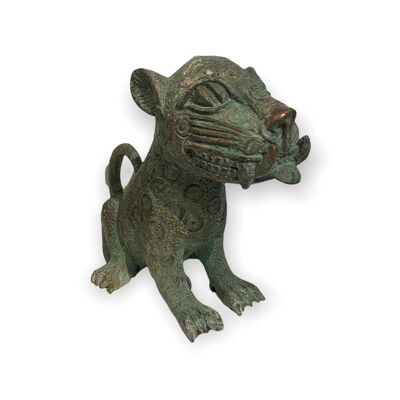 Benin-Leopardenskulptur – Bronze groß