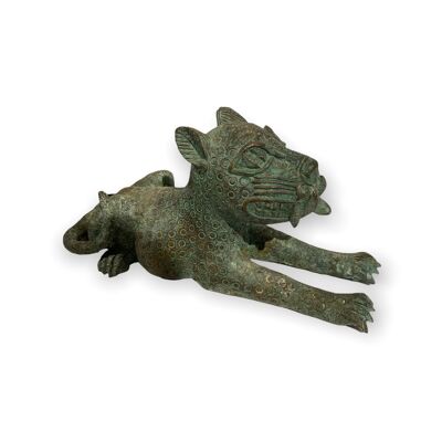 Benin-Leopardenskulptur – Bronze groß