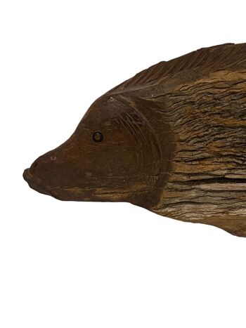 Poisson sculpté à la main en bois flotté - (13,7) Grand 2