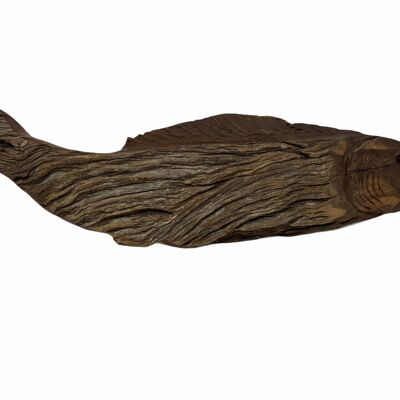 Pesce scolpito a mano in legno alla deriva - Grande