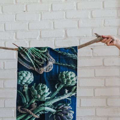 Artichoke & Asparagus Cotton Tea Towel