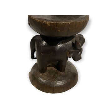 Tabouret Tonga - Old Buffalo sculpté à la main (02) 4