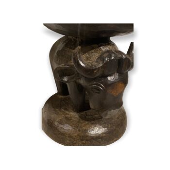 Tabouret Tonga - Old Buffalo sculpté à la main (03) 2