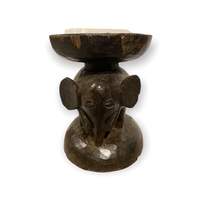 Tabouret Tonga - Old Elephant sculpté à la main (01)