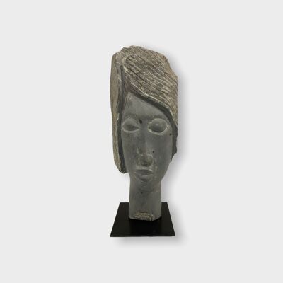 Sculpture tête de pierre par Rizimu Chiwawa Zimbabwe (3113)