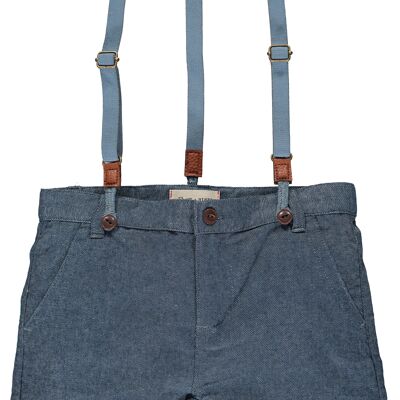 Pantalones cortos CAPTAIN con tirantes Chambray adolescentes