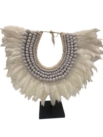 Collier plumes et perles (22.4) blanc 1