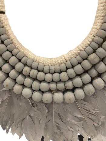 Collier plumes et perles (22.4) blanc 3