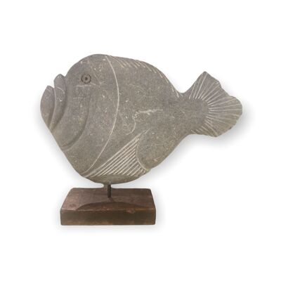 Escultura de pez de piedra - Zimbabue CW05 L