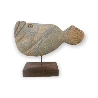 Escultura de pez de piedra - Zimbabue Sml CW02