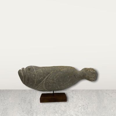 Escultura de pez de piedra - Zimbabwe (35,1)