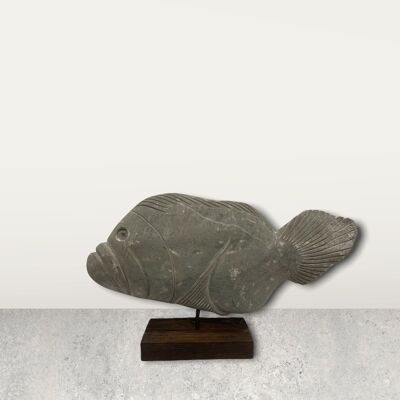 Escultura de pez de piedra - Zimbabwe (35,2)