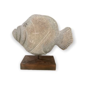 Sculpture de poisson en pierre - Zimbabwe CW03 Med