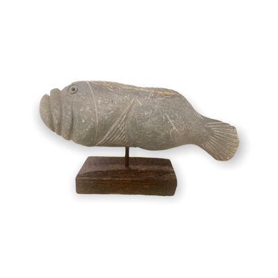 Escultura de pez de piedra - Zimbabue CW04 Med