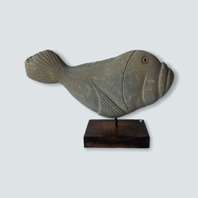 Escultura de pez de piedra - Zimbabwe (06) M