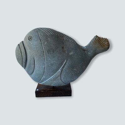 Escultura de pez de piedra - Zimbabwe (08) XL