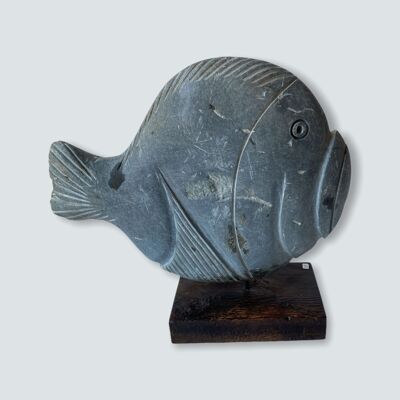 Escultura de pez de piedra - Zimbabwe (03) M
