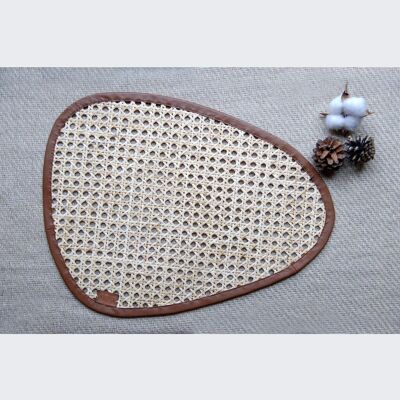 Cane and leather placemat (x2)