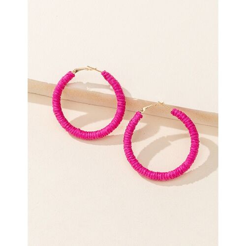 Solid Raffia Large Hoop Earrings