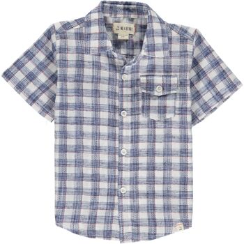 Chemise manches courtes NEWPORT carreaux madras bleu/rouge ados