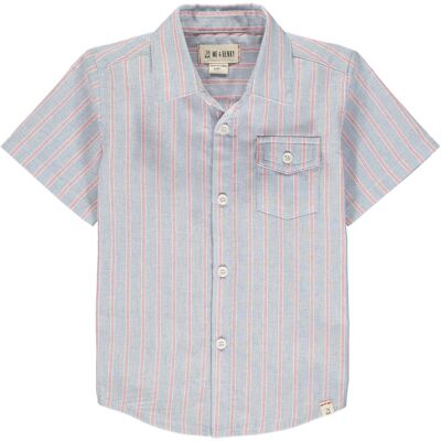 Camisa de manga corta NEWPORT Chambray / coral stripe niños